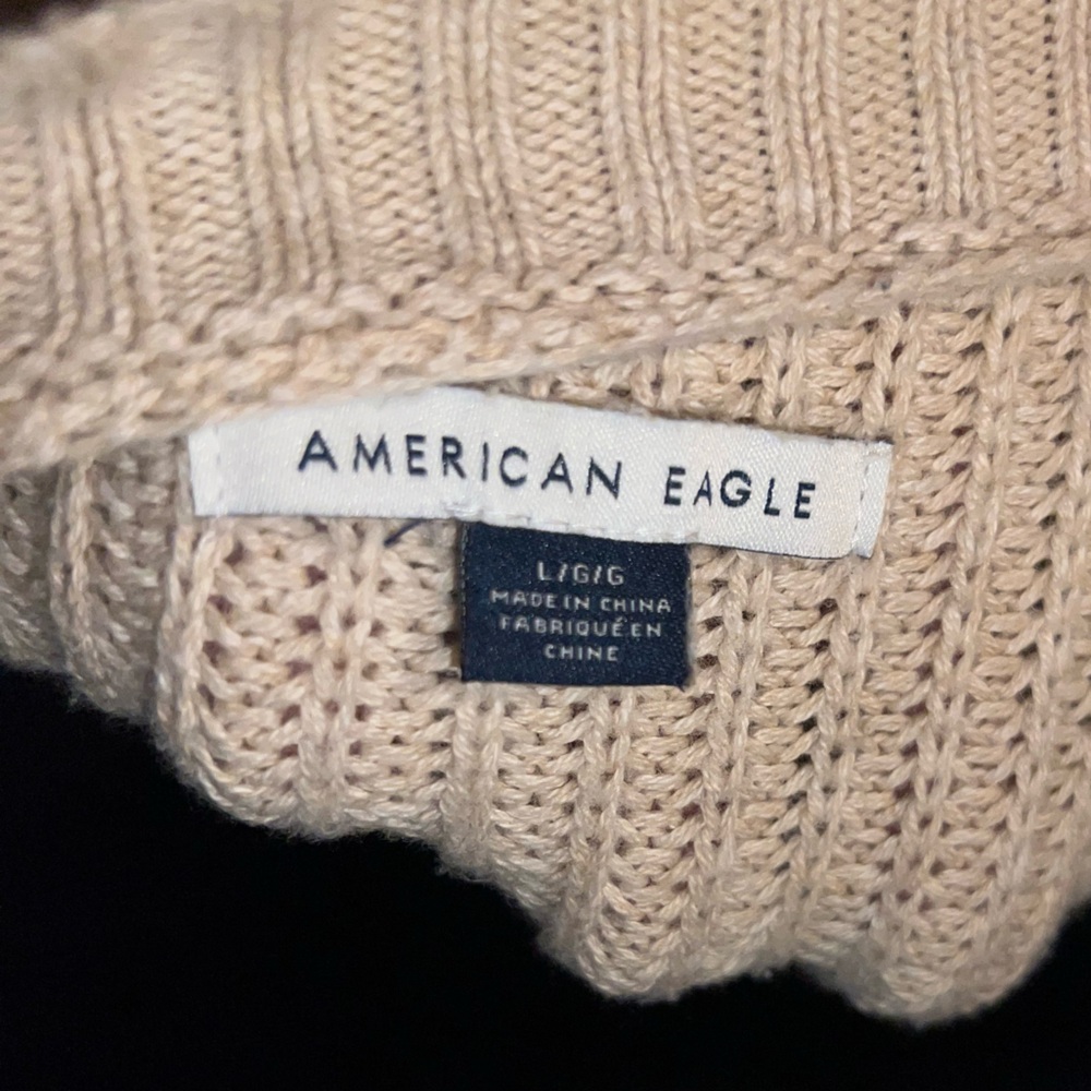 American Eagle Minimalist Knit Beige Casual Oversized Two Tone Sweater Size L - Picture 7 of 8